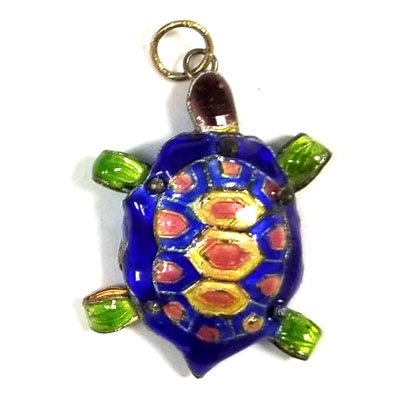 ENAMEL TURTLE 25X35MM BLUE